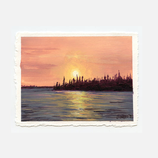 Chitek Lake Original Acrylic Painting 5.5" x 4.25"
