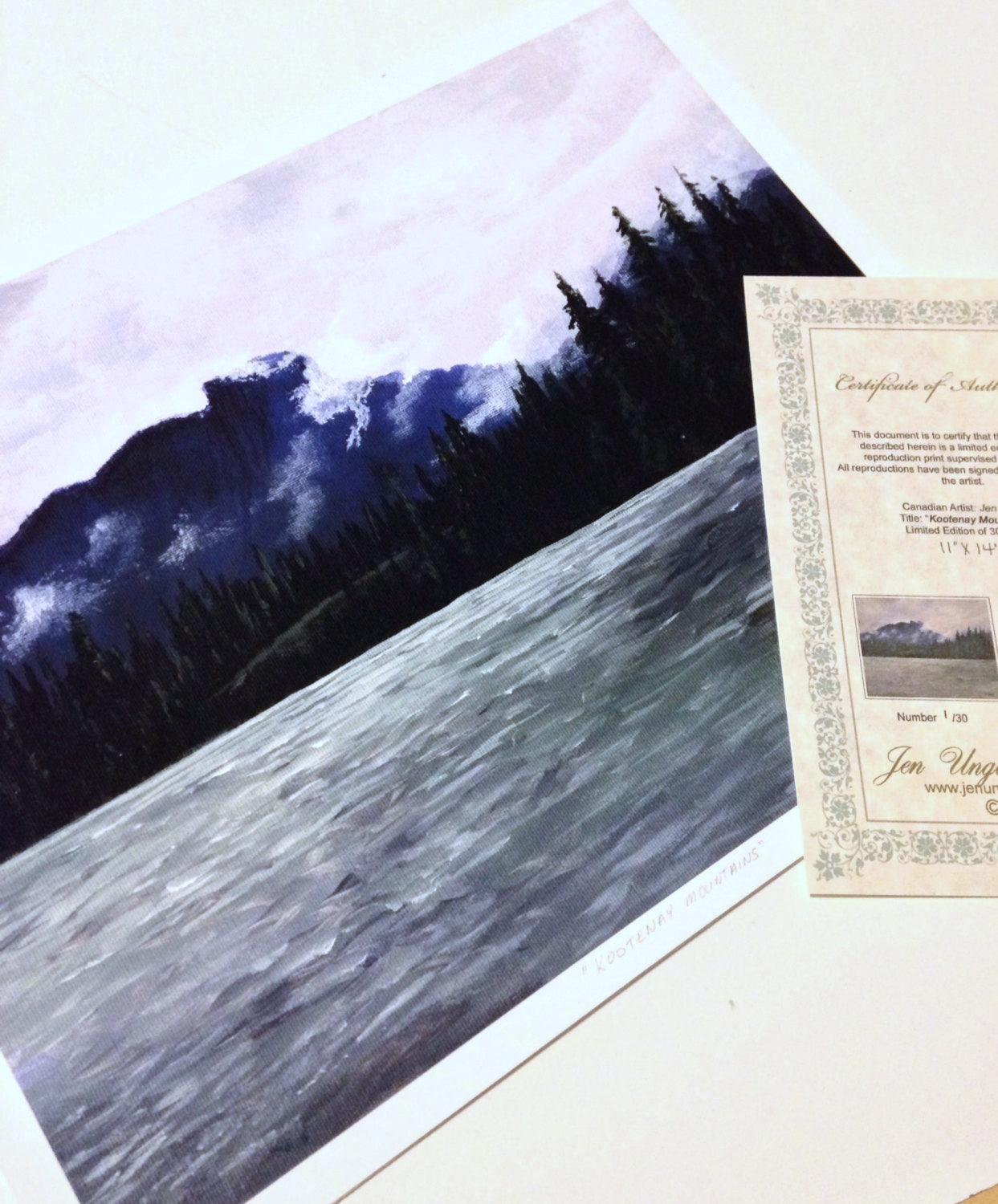 Kootenay Mountains, Limited Edition Print, 11 X 14, Signed and Numbered. Unframed.