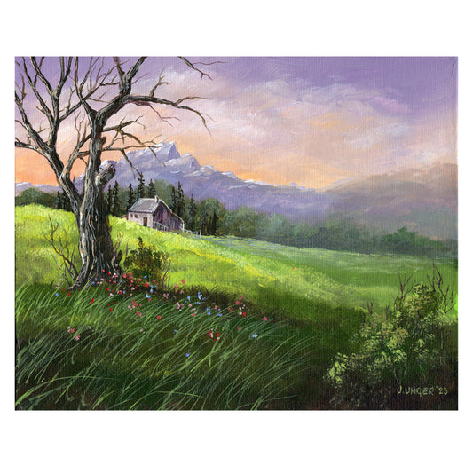 Quiet Countryside Original Acrylic Painting 8" x 10"