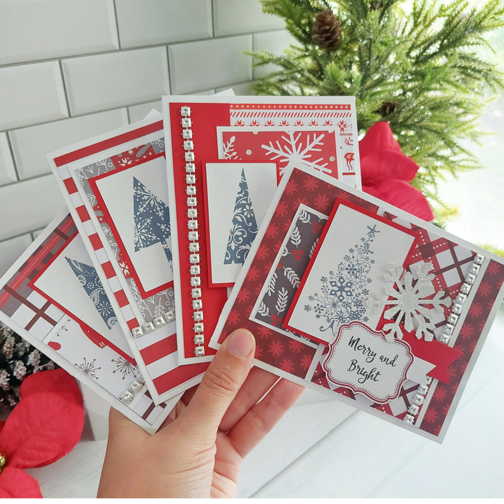 Red and White Christmas Card Set