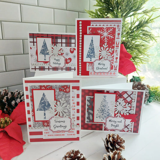 Red and White Christmas Card Set