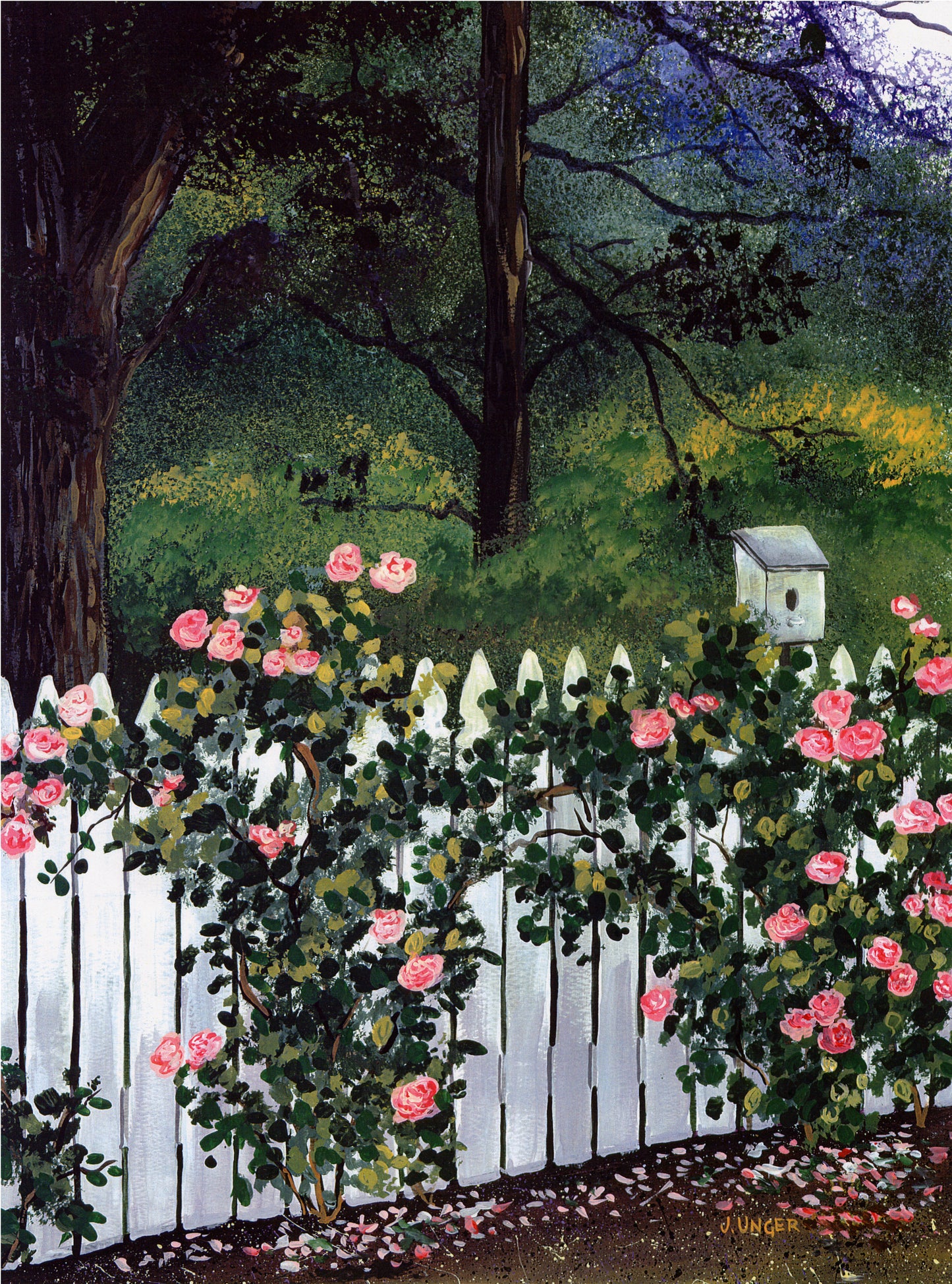 Rose Fence, Open Edition Print, Signed. Unframed. 8 x 10 inches