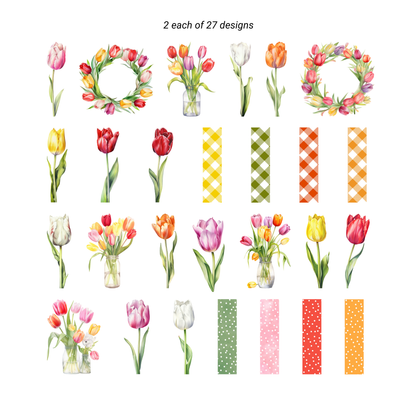 54-Piece Tulip Ephemera Die-Cut Set