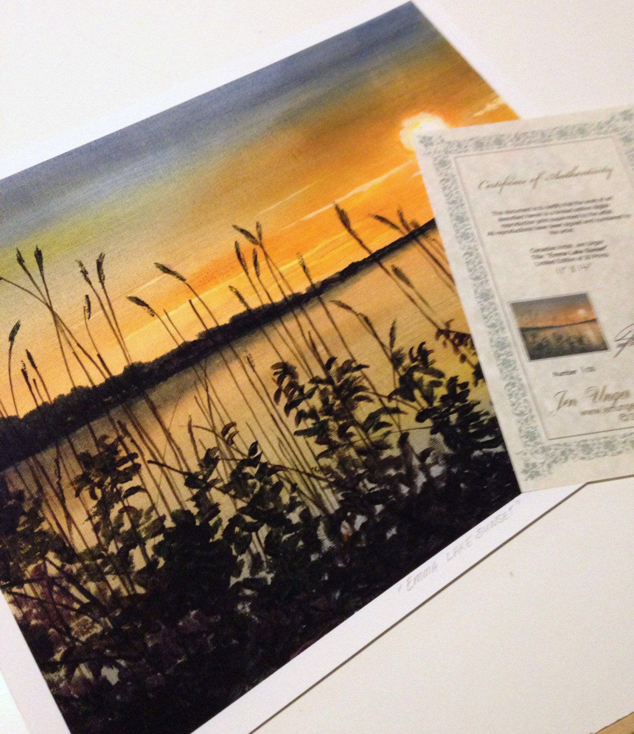 Emma Lake Sunset, Limited Edition Print, 11 X 14,  Signed and Numbered. Unframed.