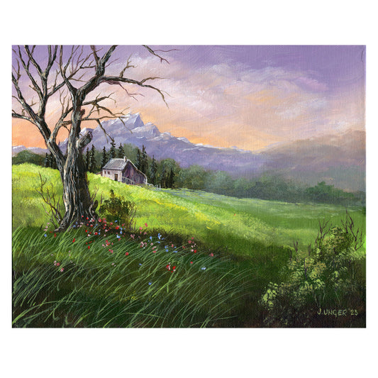 Quiet Countryside Original Acrylic Painting 8" x 10"